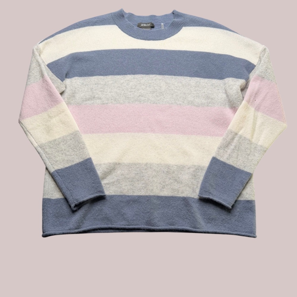 Pure Amici Cashmere Sweater Womens Multicolor Striped Pastel Preppy XS